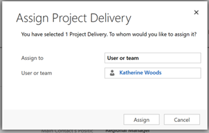 Assign a Project Delivery popup